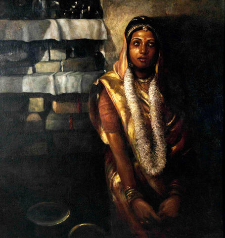 Unknown Bride -Bikas Bhattacharji - Indian Contemporary Art Painting - Life Size Posters