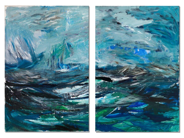 Contemporary Abstract Art - Seascape - 2 Panels - (28 X 42)