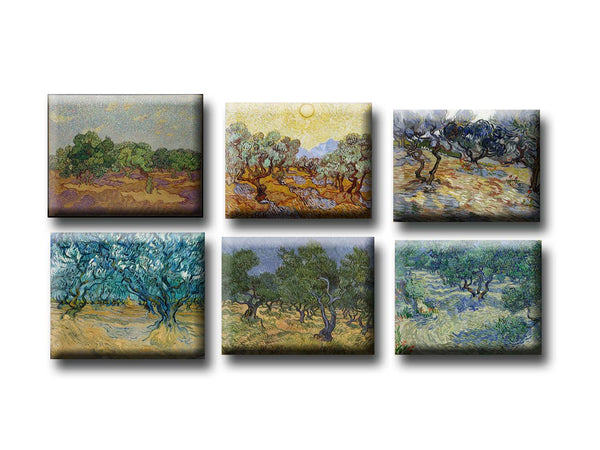 Vincent van Gogh - Set of 6 Olive Trees Fridge Magnets