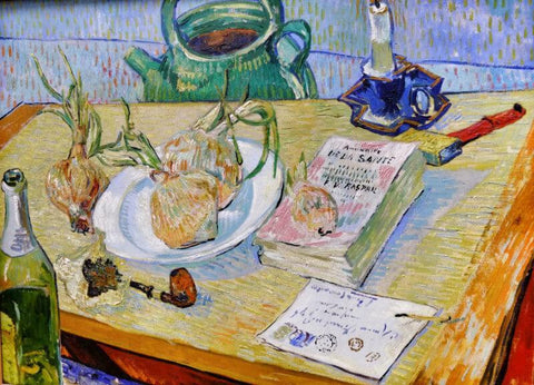 Untitled - (Still Life Of Flowers Vegetables And A Book) - Posters by Vincent Van Gogh