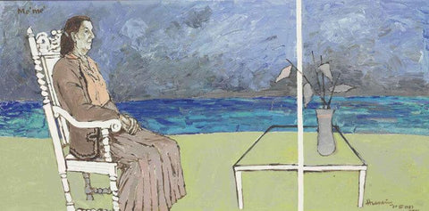 Untitled - (Woman Sitting In A Beach) - Posters by M F Husain