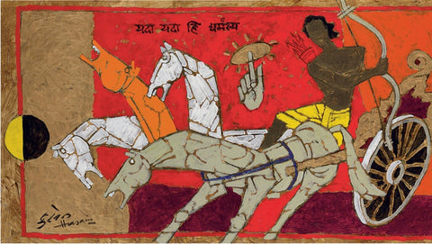 Arjuna and Krishna by M F Husain