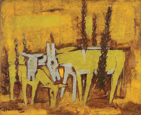 Untitled (Donkeys) - Large Art Prints by M F Husain