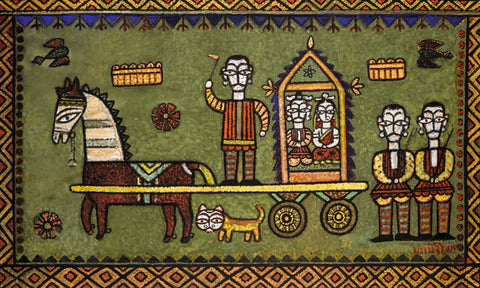 Untitled (King And Queen In Carriage) by Jamini Roy