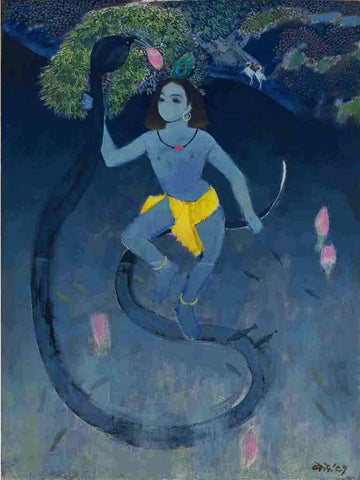 Untitled (Krishna on Kaliya), 1991 by Narayan Shridhar Bendre
