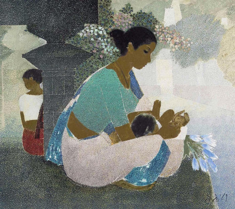 Untitled (Mother and Child) - III - Art Prints by Narayan Shridhar Bendre