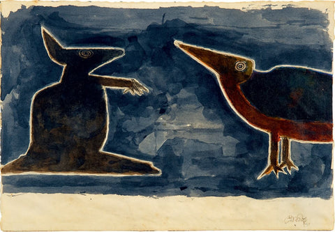 Untitled (Rabbit and Bird) - Canvas Prints by Rabindranath Tagore