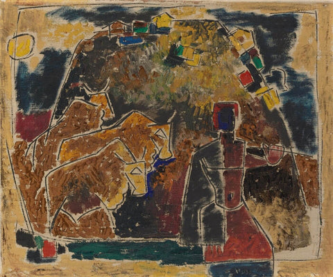 Untitled (Rural India) - Large Art Prints by M F Husain