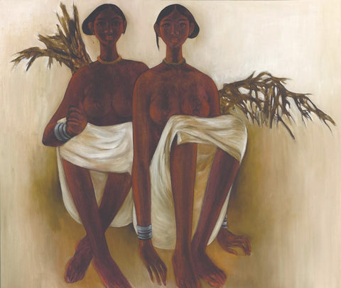 Untitled (Two ladies) - Canvas Prints by B. Prabha