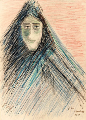 Untitled (Veiled Woman) - Canvas Prints by Rabindranath Tagore