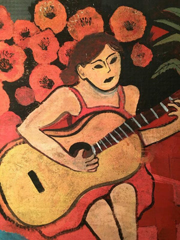 Untitled -  Woman With A Guitar - Canvas Prints