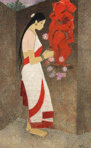 Untitled (Woman and Ganesha) - Canvas Prints by Narayan Shridhar Bendre