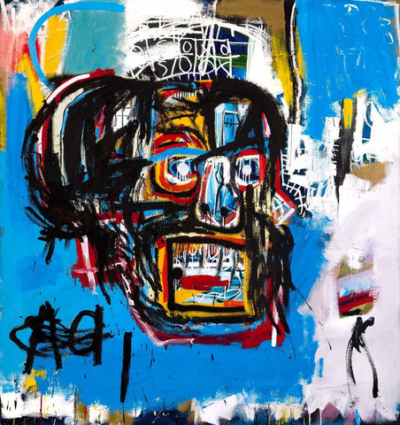 Untitled - (Skull With Blue) – Jean-Michel Basquiat - Neo Expressionist Painting by Jean-Michel Basquiat