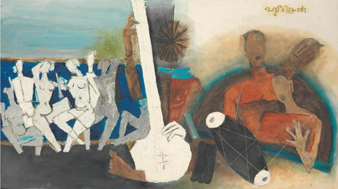 Untitled - Musicians - Posters by M F Husain