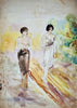 Watercolour On Paper Man And Woman - Amrita Sher-Gil - Indian Art Painting - Canvas Prints