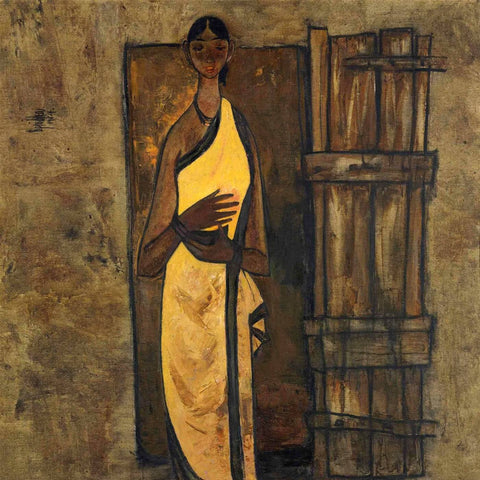 Untitled (Woman) - Canvas Prints by B. Prabha
