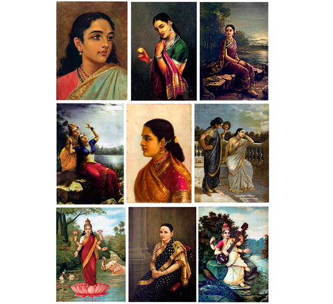 Set of 10 Best of Raja Ravi Varma II Paintings - Poster Paper (12 x 17 inches) each by Raja Ravi Varma