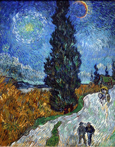 Cypres Bij Sterrennacht - Road with Cypress and Star - Framed Prints