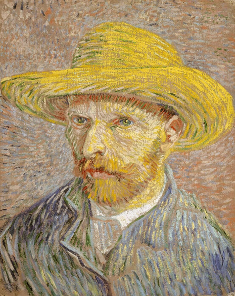Portrait With Straw Hat 1887 - Vincent Van Gogh - Framed Prints