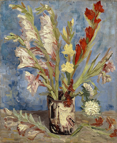 Vase with Gladioli and China Asters - Framed Prints by Vincent Van Gogh