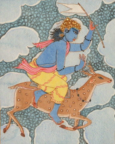 Vayu - The Hindu God Of Wind - S Rajam - Canvas Prints by S. Rajam