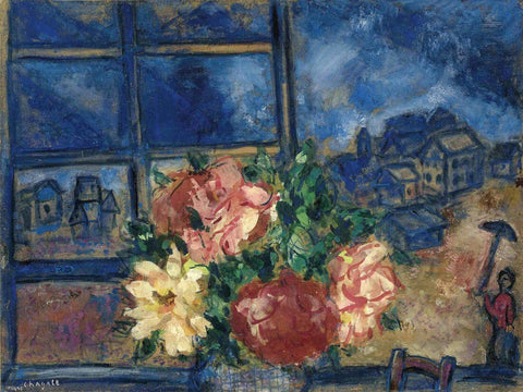 View From The Window (La Fenetre Ouverte)  - Marc Chagall Floral Painting by Marc Chagall