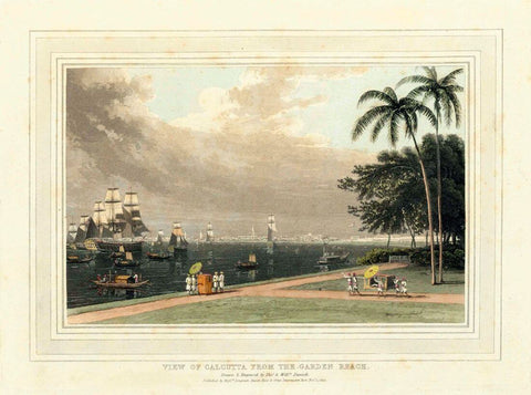 View Of Calcutta From Garden Reach  - Thomas Daniell  - Vintage Orientalist Paintings of India by Thomas Daniell