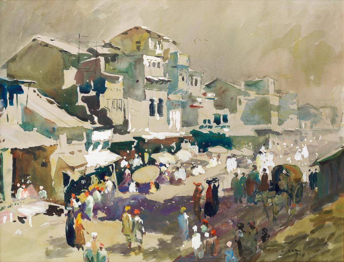 Sn Raza Art Village Scene - S H Raza - Early Works - Art Prints by Sayed Haider ...