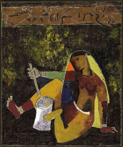 Village Woman  - Maqbool Fida Husain Indian Painting by M F Husain