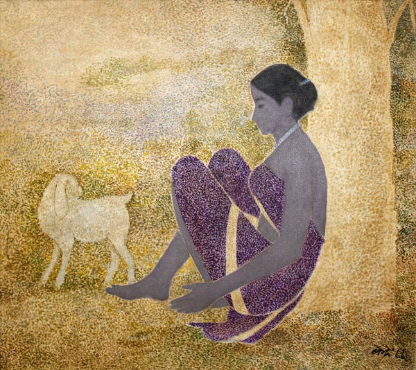 Village Girl With Lamb - Posters