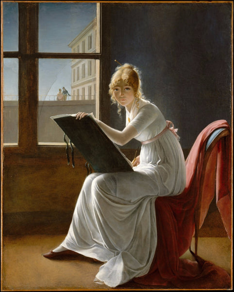 Young Woman Drawing - Framed Prints