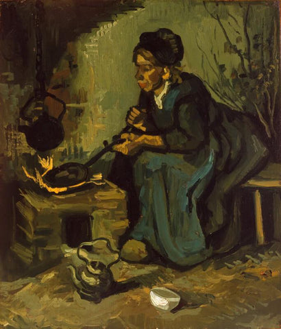 Peasant Woman Sitting By The Fire - Large Art Prints by Vincent Van Gogh