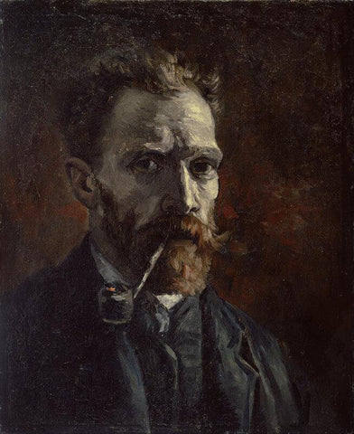 Self Portrait With Pipe - Large Art Prints by Vincent Van Gogh