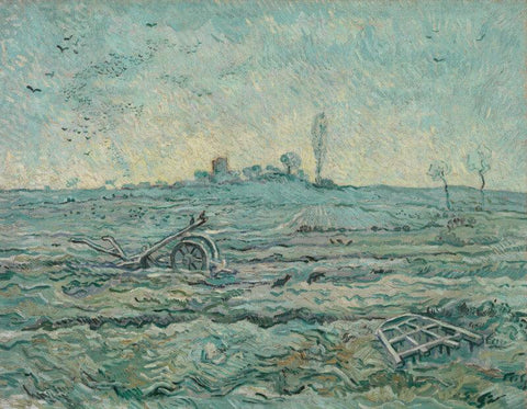 Snow Covered Field With A Harrow - Large Art Prints by Vincent Van Gogh