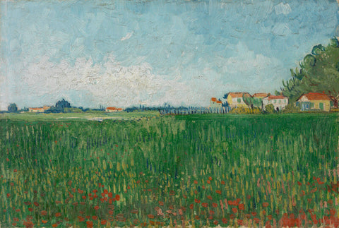 Farmhouses In A Wheat Field Near Arles by Vincent Van Gogh