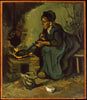 Peasant Woman Cooking by a Fireplace - Posters