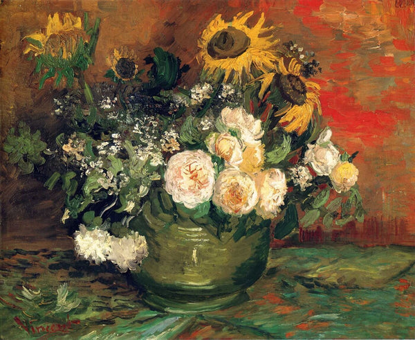 Vincent Van Gogh - Still Life With Roses And Sunflowers 1888 - Vincent Van Gogh - Posters
