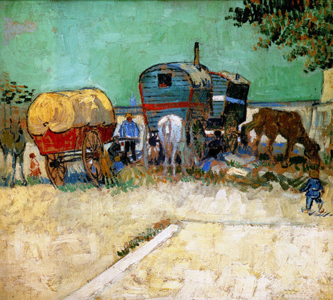 The Caravans - Gypsy Camp Near Arles by Vincent Van Gogh