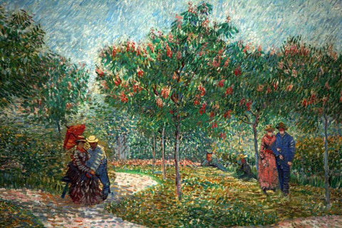 Garden With Courting Couples: Square Saint-Pierre - Framed Prints by Vincent Van Gogh