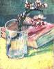 Blossoming Almond Branch In A Glass With A Book - Art Prints