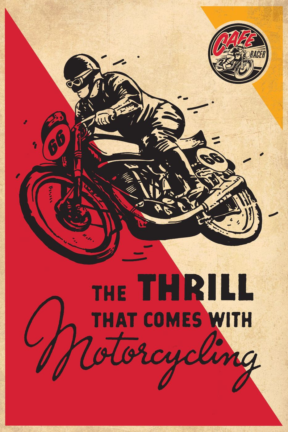 Vintage Poster - Thrill Of Motorcycling - Art Prints by Sherly