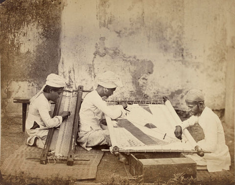 Vintage India - Photograph - Gold-Embroiderers - Large Art Prints by Anonymous Artist