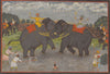Indian Miniature Art - Elephant Fight - Framed Prints