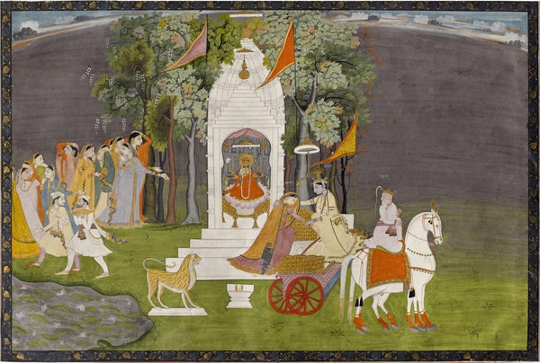 Krishna Abducting Rukmani From the Temple - Framed Prints