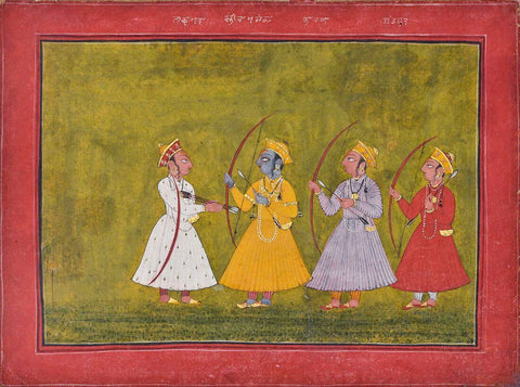 Vintage Indian Art - Ramayana - Five Folios From A Ramayana Series - Rajput Painting - Mewar - 18 Century by Kritanta Vala