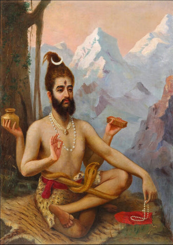 Vintage Indian Art - Raja Ravi Varma - Shiva as Dakshinamurthy - 1903 by Raja Ravi Varma
