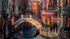Vintage Painting Of Bridge And Canal In Venice - Canvas Prints