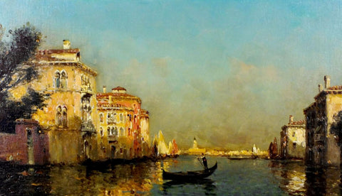 Vintage Painting Of Gondolier In Venice - Framed Prints