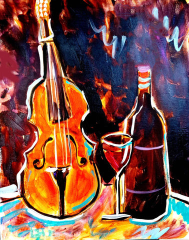 Violin And Wine - Framed Prints by Deepak Tomar