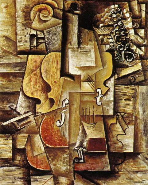 Pablo　Picasso、ワイングラス、希少な額装用画集より、新品高級額装付 Violin_and_Grapes_1912_grande.